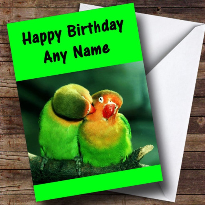 Kissing Parrots Personalised Birthday Card – The Card Zoo