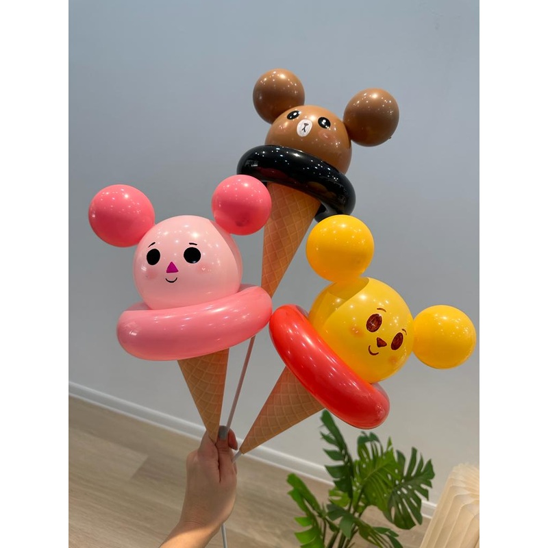 Balloon Ice Cream Cone | Pooh Bear & Friend (Klang Valley Delivery)