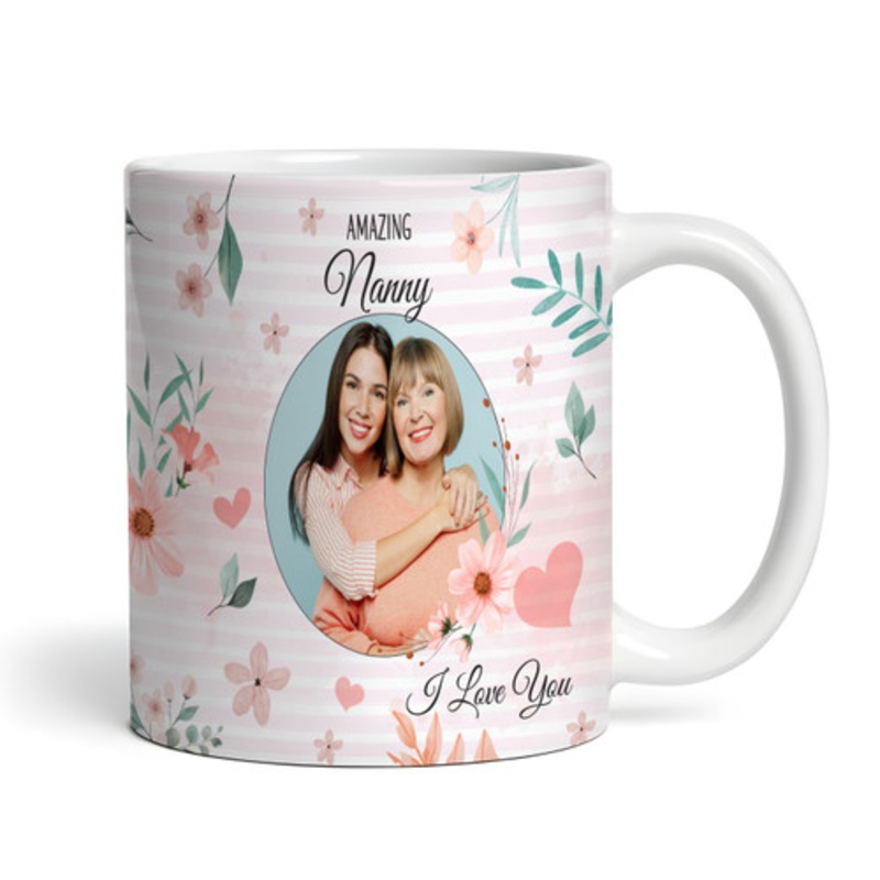 Floral Photo Mother’s Day Birthday Gift For Nanny Personalised Mug – The Card Zoo