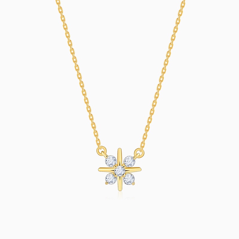 Gold Sunstar Lab Grown Diamond Necklace