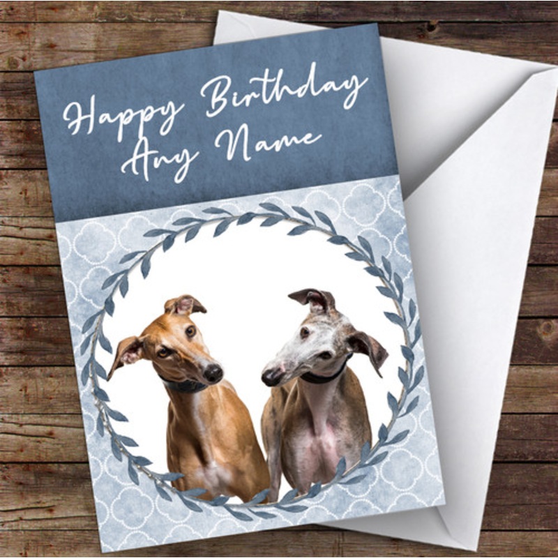 Greyhound Dog Blue Animal Personalised Birthday Card – The Card Zoo