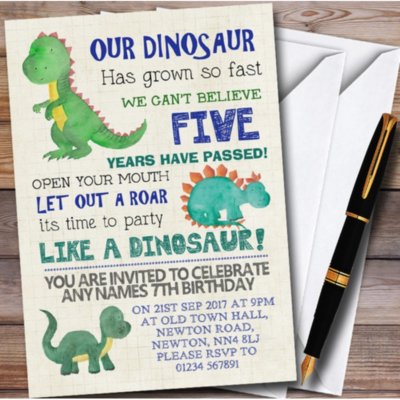 Party Like A Dinosaur Personalised Children’s Birthday Party Invitations – The Card Zoo