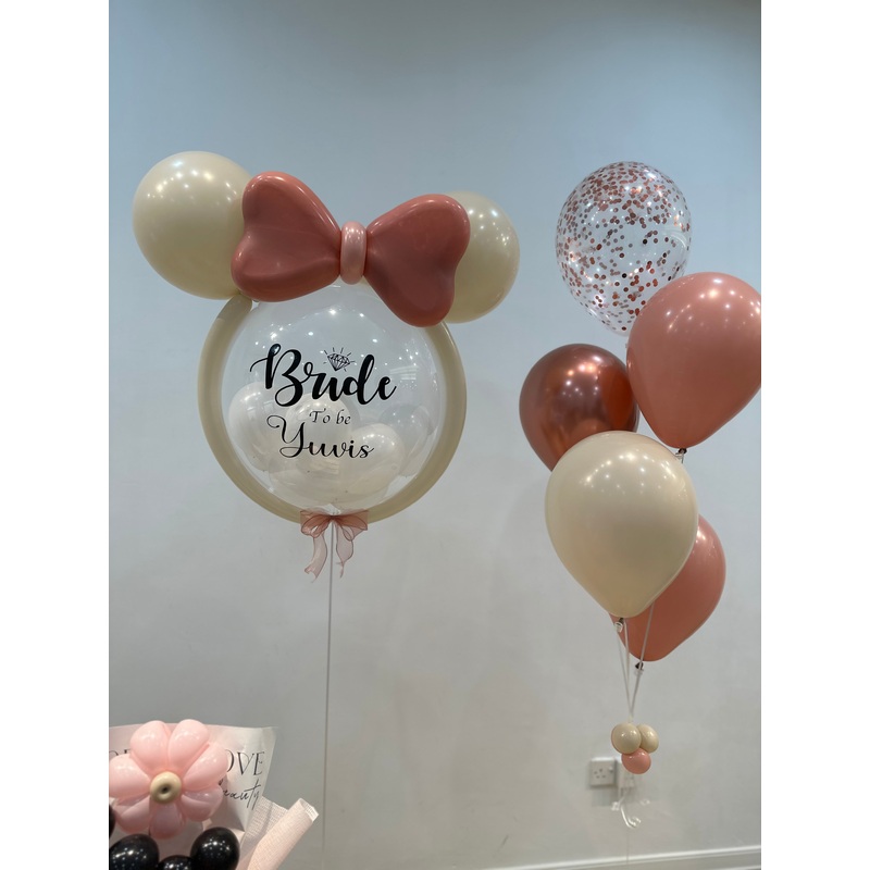 Personalised Minnie Bubble & Helium Balloons Set | (Klang Valley Delivery Only)