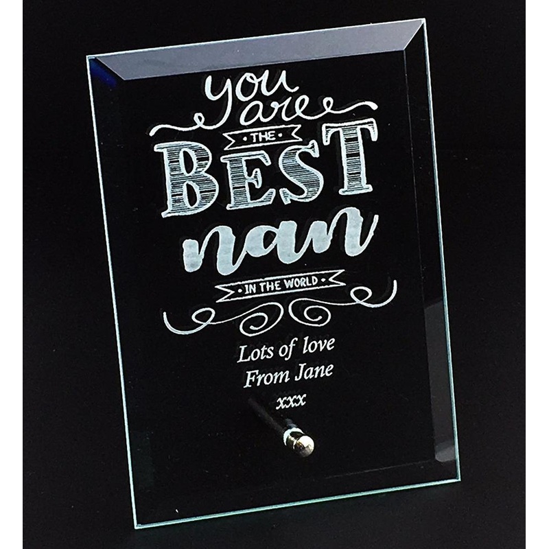 Best Nan In The World Personalised Engraved Glass Plaque