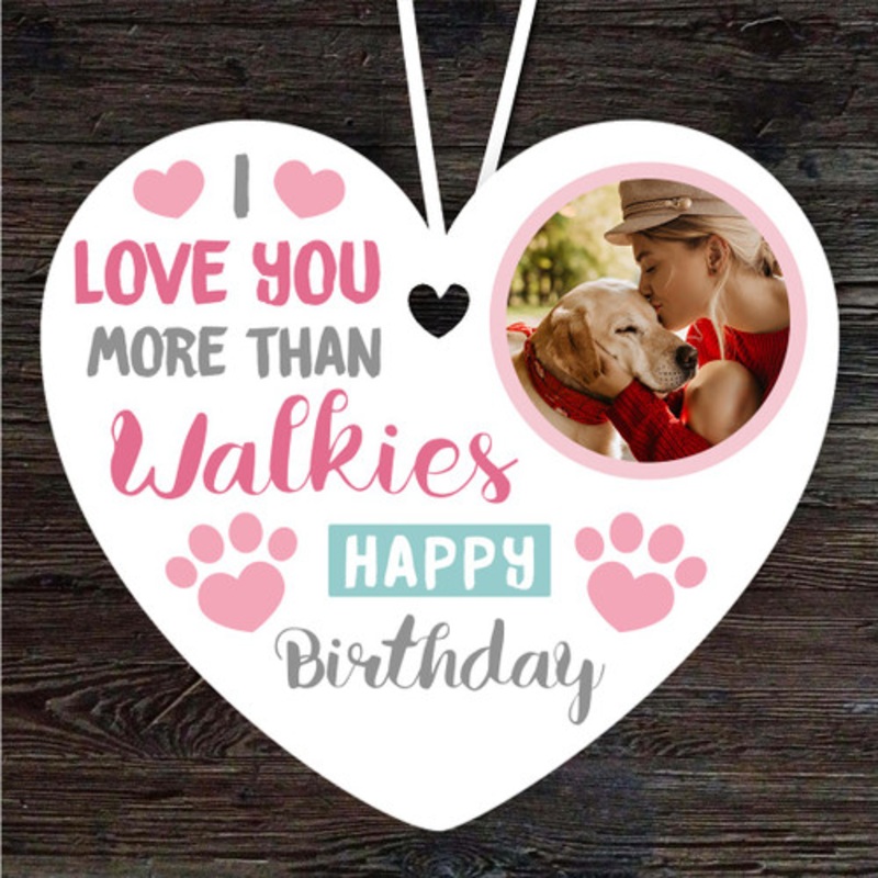 Dog Mum Birthday Gift Walkies Photo Heart Personalised Hanging Ornament – The Card Zoo