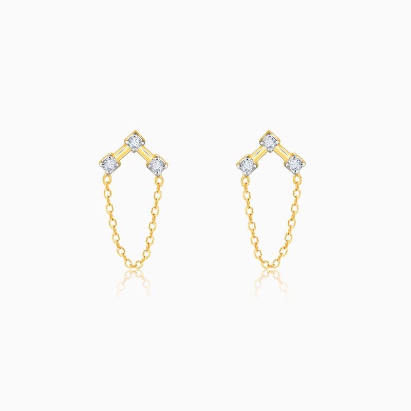 Gold Classic Chain Link Diamond Earrings