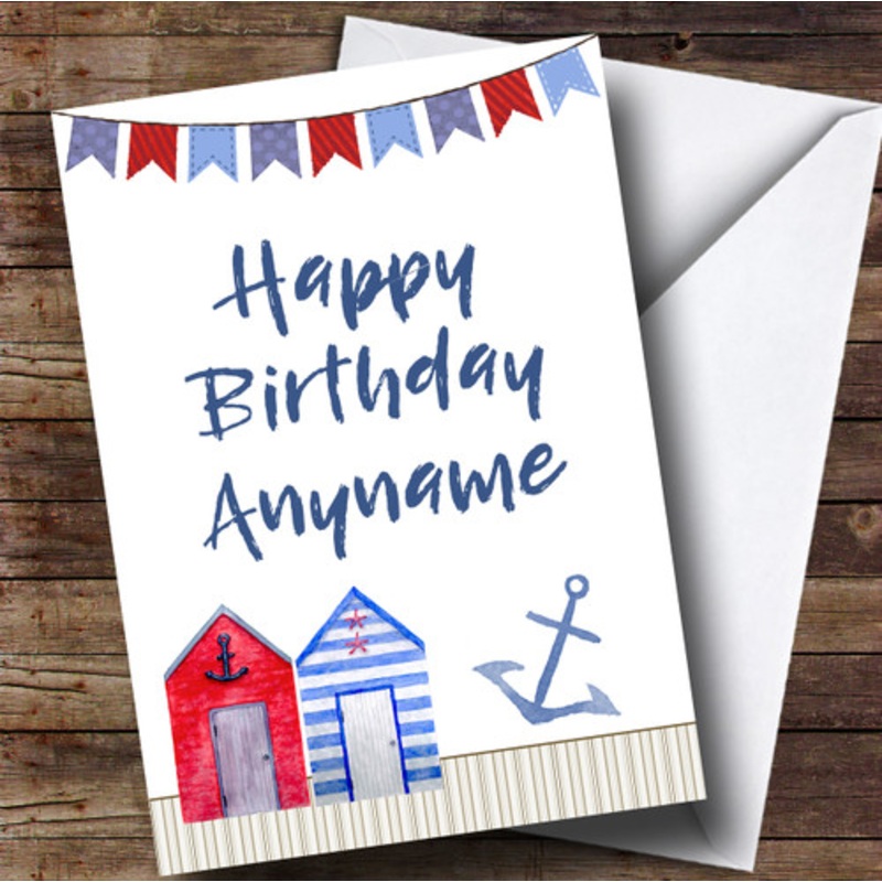 Nautical Beach Blue Red Children’s Birthday Personalised Card – The Card Zoo