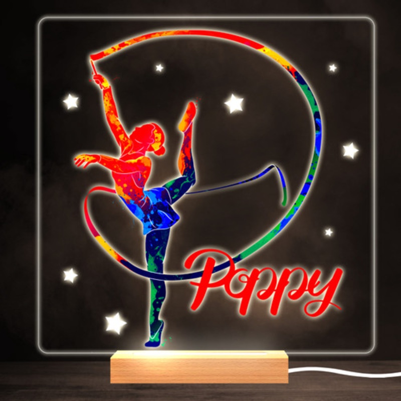 Rhythmic Gymnastics Girl Colourful Square Personalised Gift LED Lamp Night Light – The Card Zoo