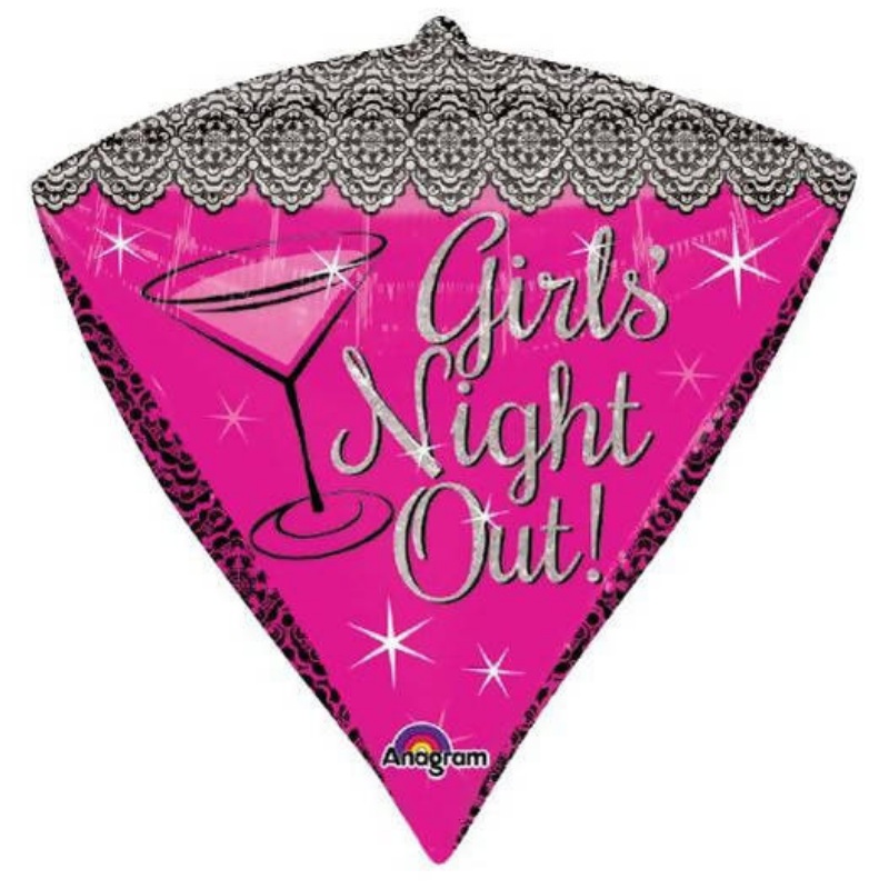 17-inch – Girls Night Diamond Shape – Helium-Filled Foil Balloon