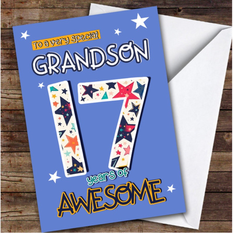 17th Grandson Stars Teenager Boys Custom Personalised Birthday Card – The Card Zoo