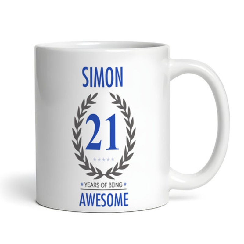 21st Birthday Gift For Man Blue Male Mens 21st Birthday Present Personalised Mug – The Card Zoo