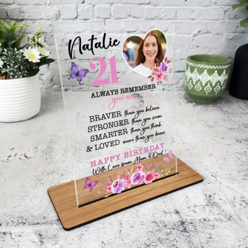 21st Birthday Gift Heart Photo Custom Personalised Gift Acrylic Plaque – The Card Zoo