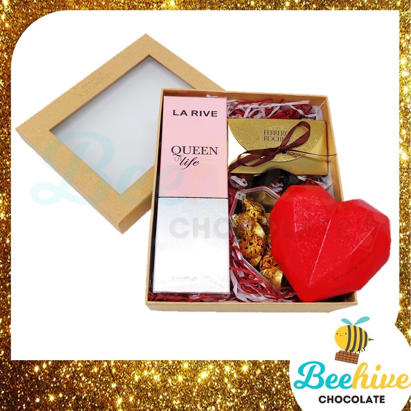 Beehive Heart Shape Diamond Tin with Chocolate Perfume Surprise Gift Box Set | West Malaysia Delivery Only