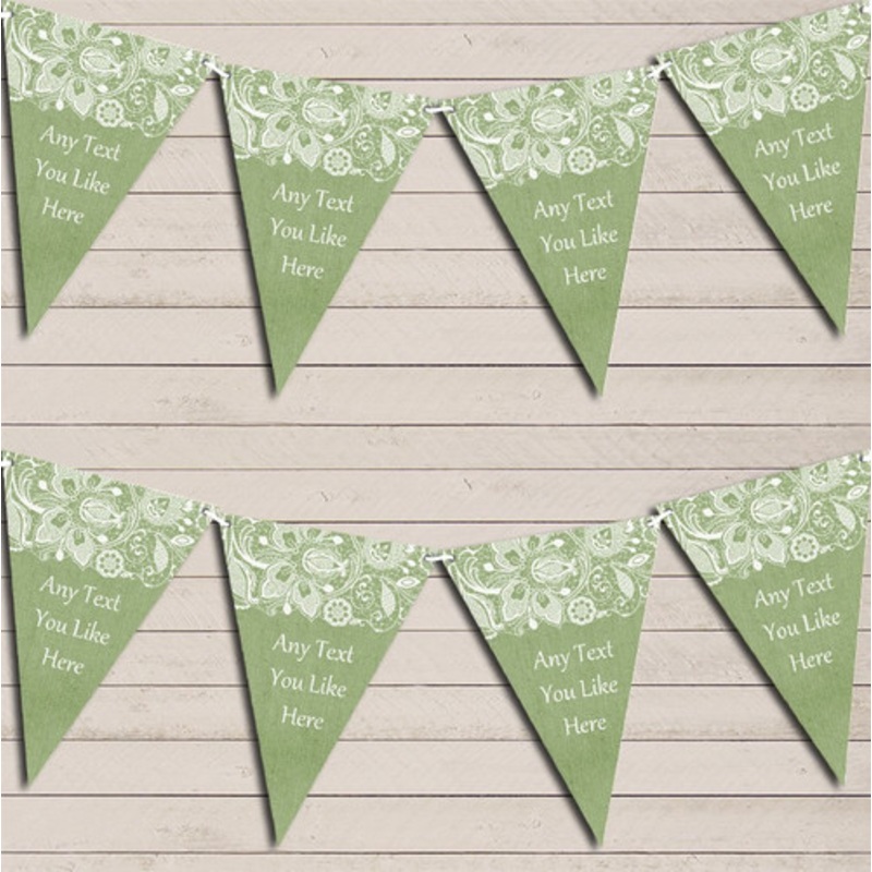 Burlap and Lace Green Birthday Bunting Garland Party Banner – The Card Zoo