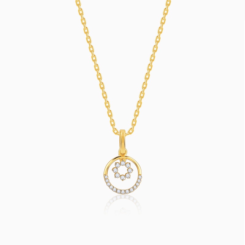 Gold Dual Circular Diamond Pendant
