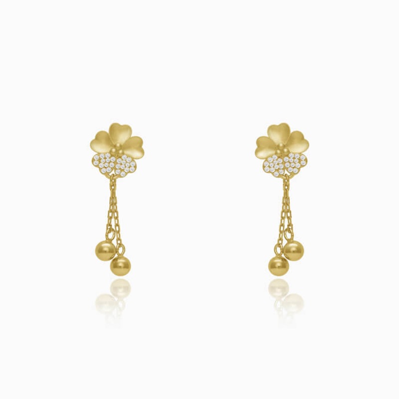 Golden Clover Dangle Earrings