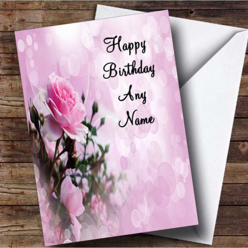 Pale Pretty Pink Rose Romantic Personalised Birthday Card – The Card Zoo