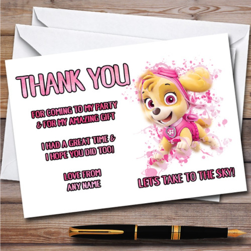 Paw Patrol Sky Splatter Art Children’s Birthday Party Thank You Cards – The Card Zoo
