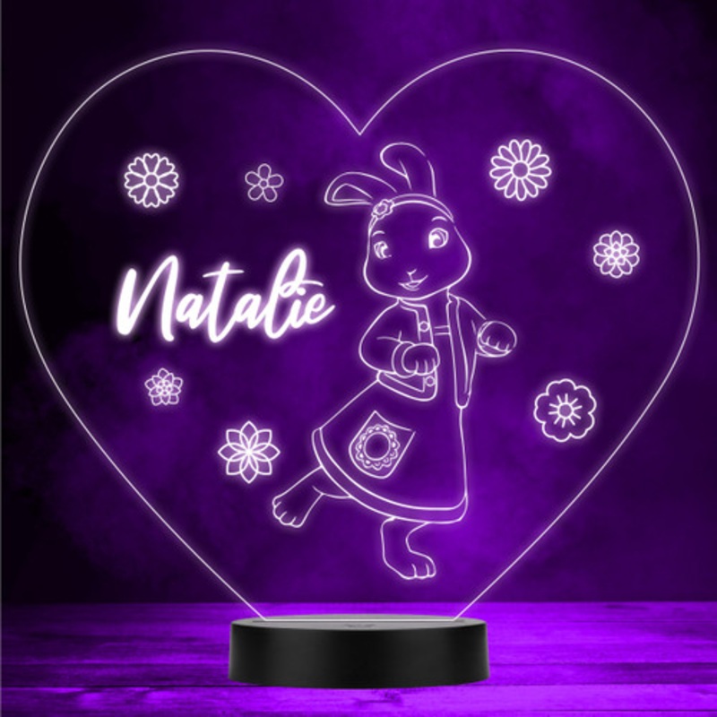Lily Bobtail Heart Peter Rabbit Character Led Lamp Personalised Gift Night Light – The Card Zoo