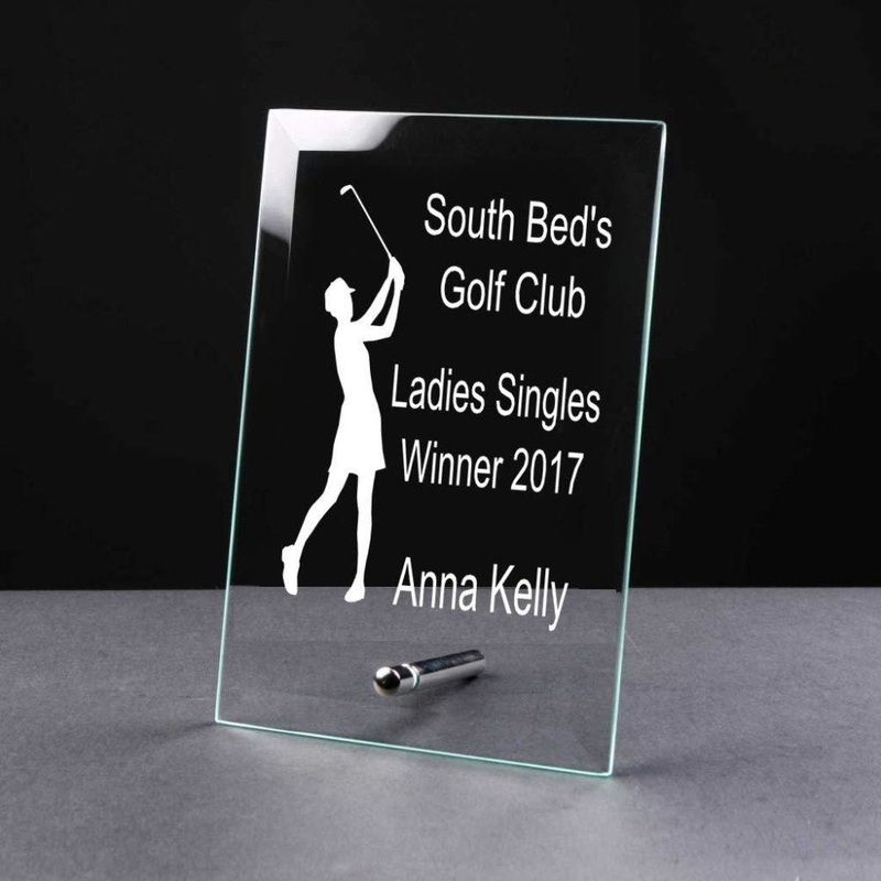 Personalised Ladies Golf Awards Trophy Glass Plaque