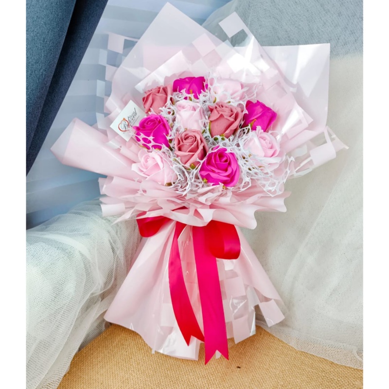 Pink Soap Roses Bouquets (Artificial Flower) | (Klang Valley Delivery Only)