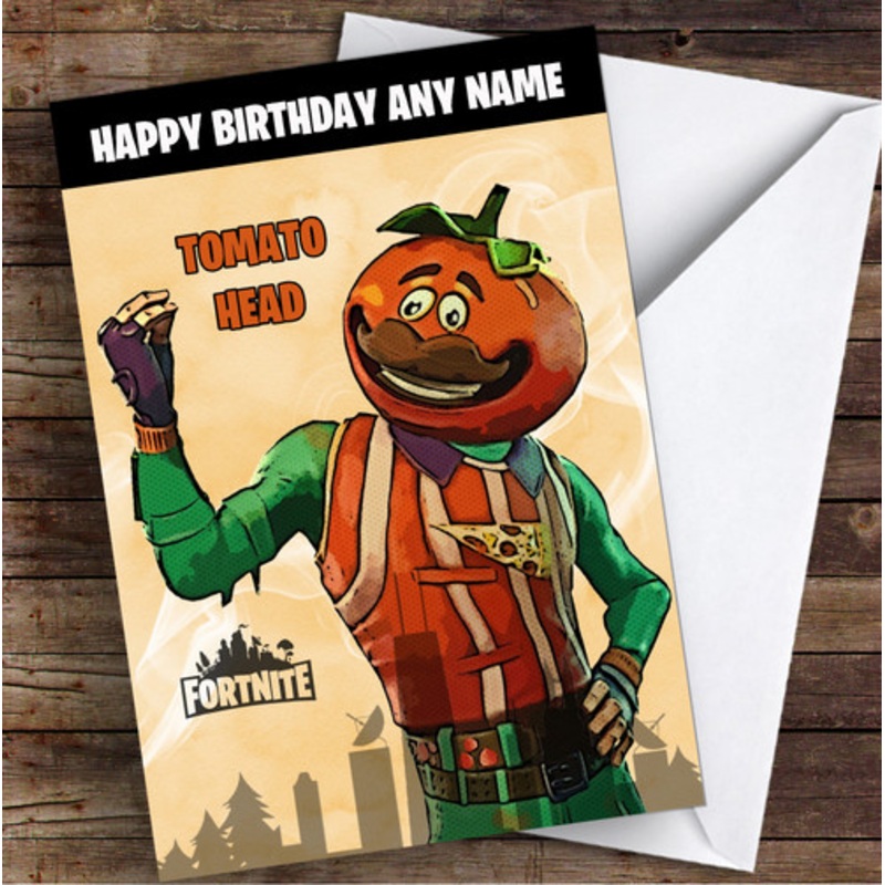 Tomato Head Gaming Comic Style Kids Fortnite Skin Children’s Personalised Birthday Card – The Card Zoo