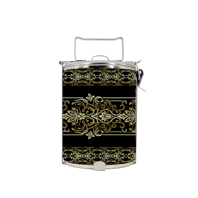BDARI Tiffin Carrier – Black Songket (Nationwide Delivery)
