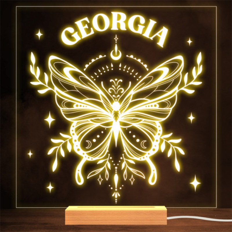 Butterfly With Moon Stars Personalised Gift Lamp Night Light – The Card Zoo