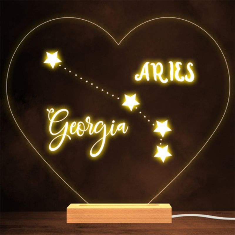 Constellations Zodiac Sign Aries Personalised Gift Lamp Night Light – The Card Zoo