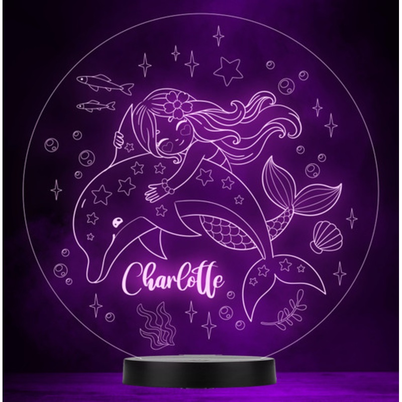 Mermaid Dolphin Stars Fish Bubbles Personalised Colour Change Lamp Night Light – The Card Zoo