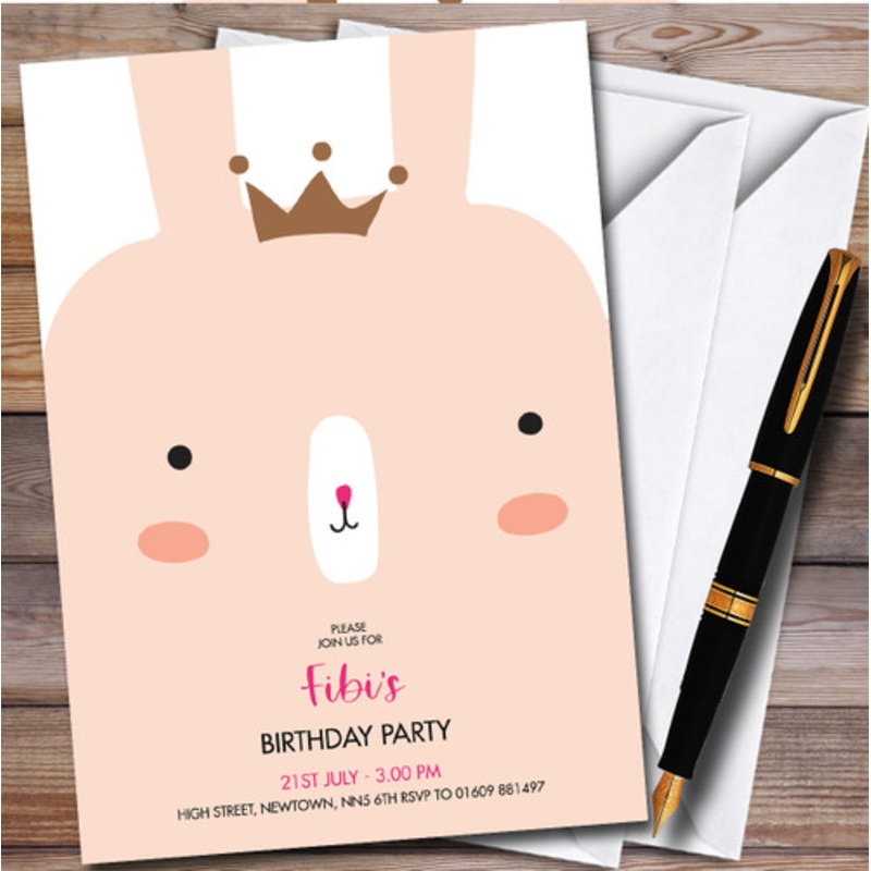 Modern Minimal Rabbit Face Personalised Children’s Birthday Party Invitations – The Card Zoo