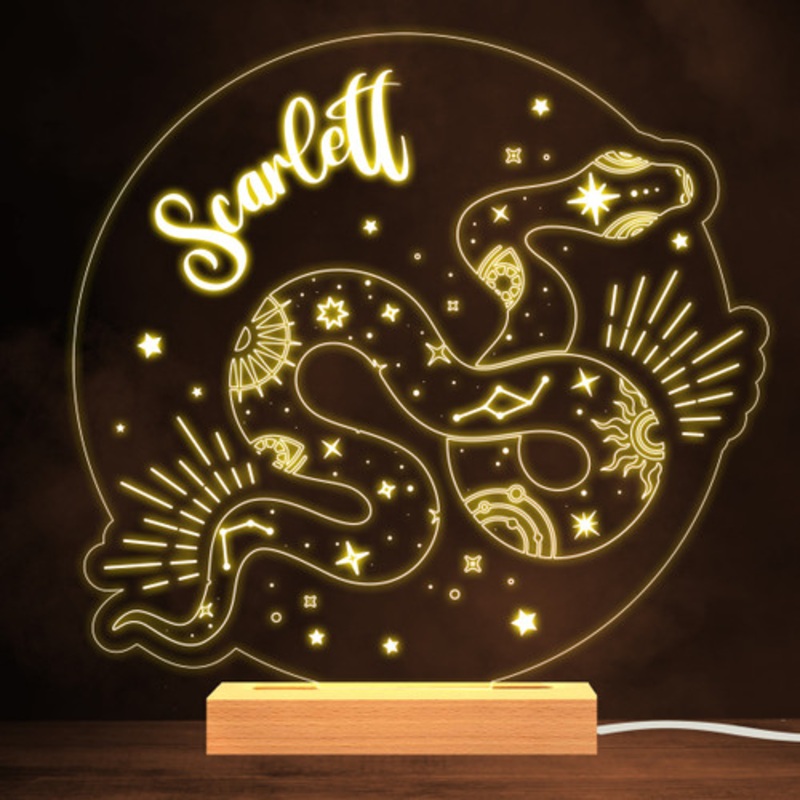 Mystic Snake Stars Astrology Warm White Lamp Personalised Gift Night Light – The Card Zoo