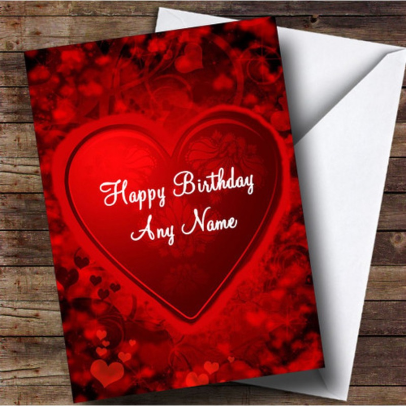 Red And Black Love Heart Romantic Personalised Birthday Card – The Card Zoo