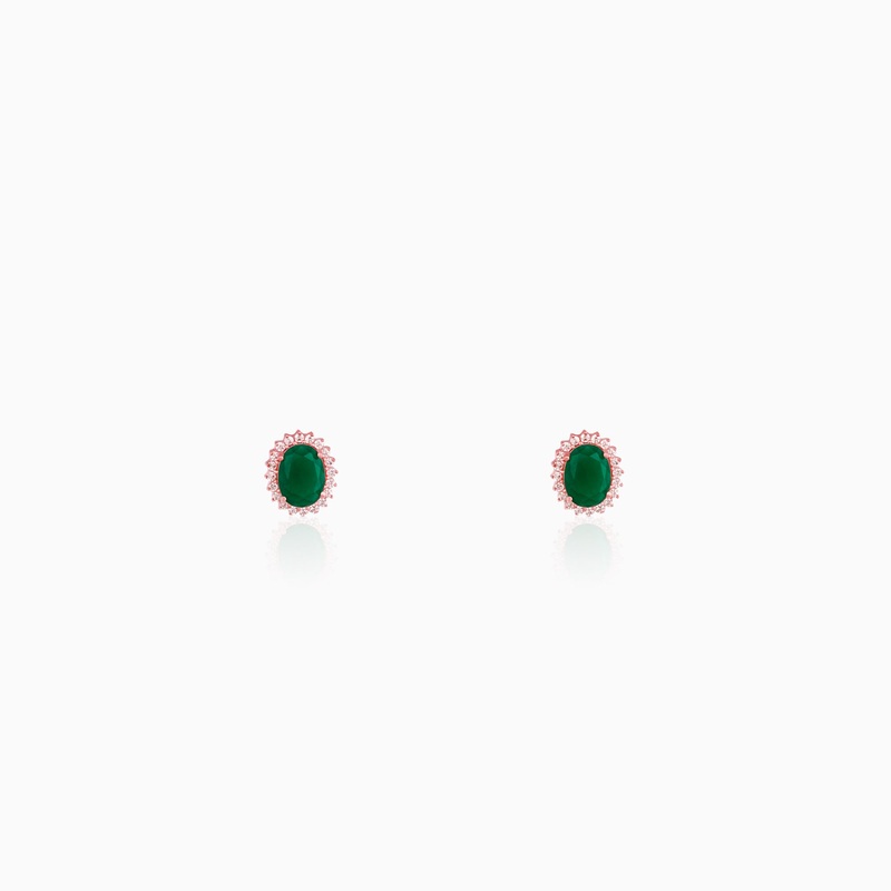 Rose Gold Evergreen Halo Studs