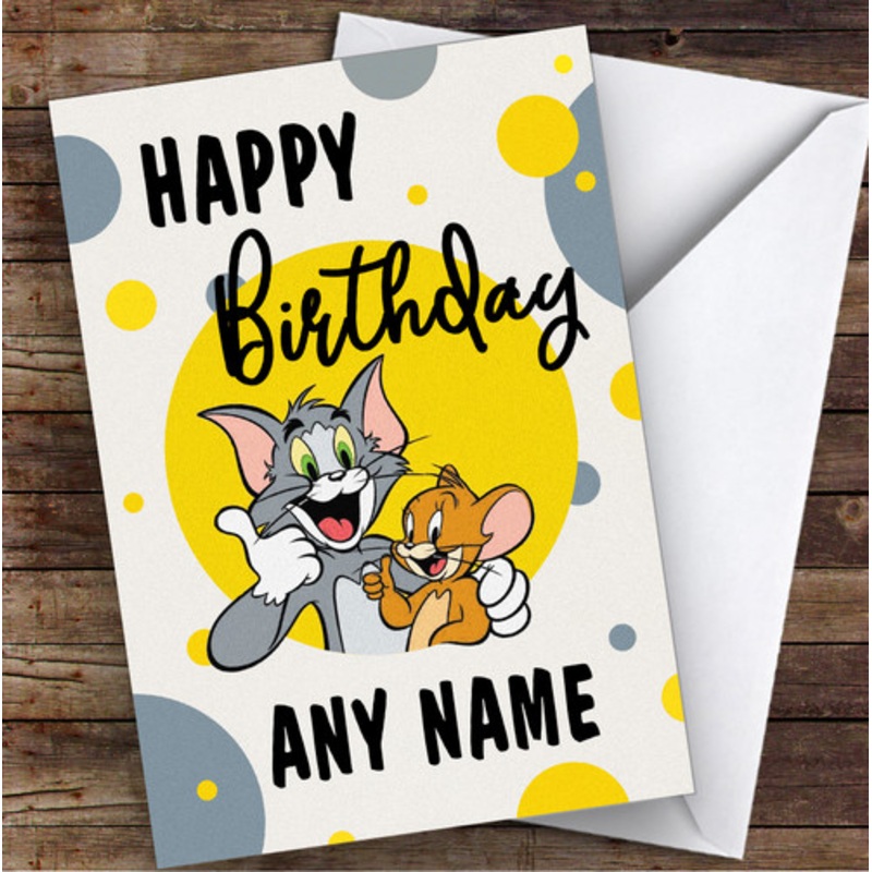 Tom And Jerry Spotty Children’s Kids Personalised Birthday Card – The Card Zoo