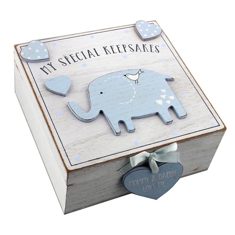 Baby Boy wooden Memories Keepsake Box Vintage Style