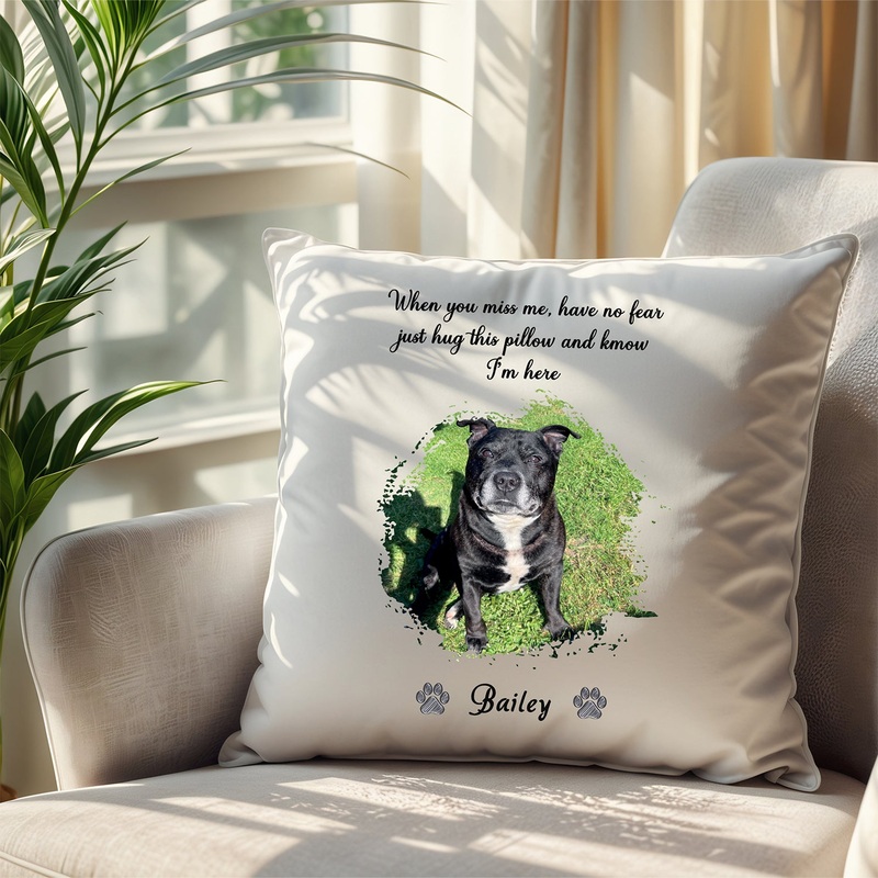 Custom ‘Hug This Pillow’ Pet Photo Memorial Cushion Sympathy Gift Personalised Condolence Gifts