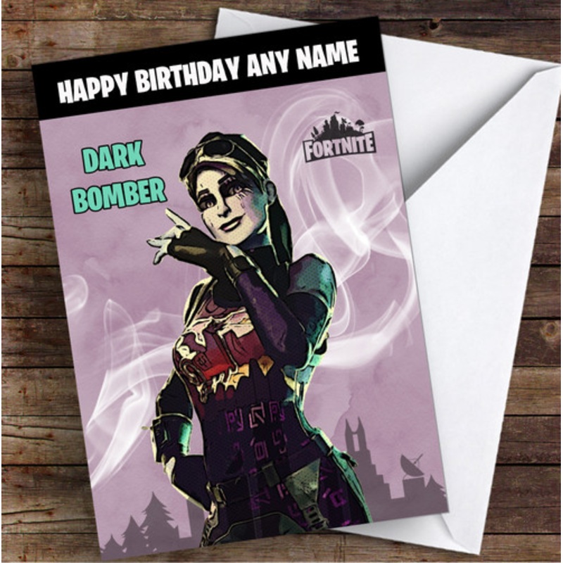 Dark Bomber Gaming Comic Style Kids Fortnite Skin Children’s Personalised Birthday Card – The Card Zoo
