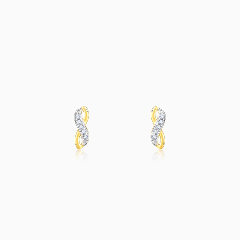 Gold Infinity Wave Diamond Earrings