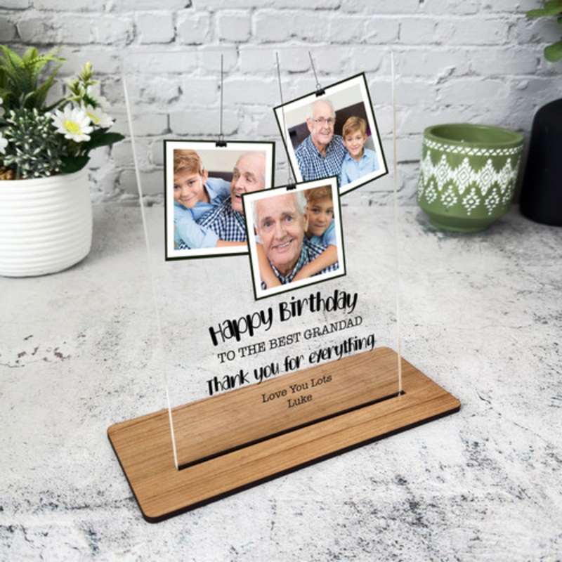 Grandfather Birthday Gift Grandad Hanging Photos Personalised Acrylic Plaque – The Card Zoo