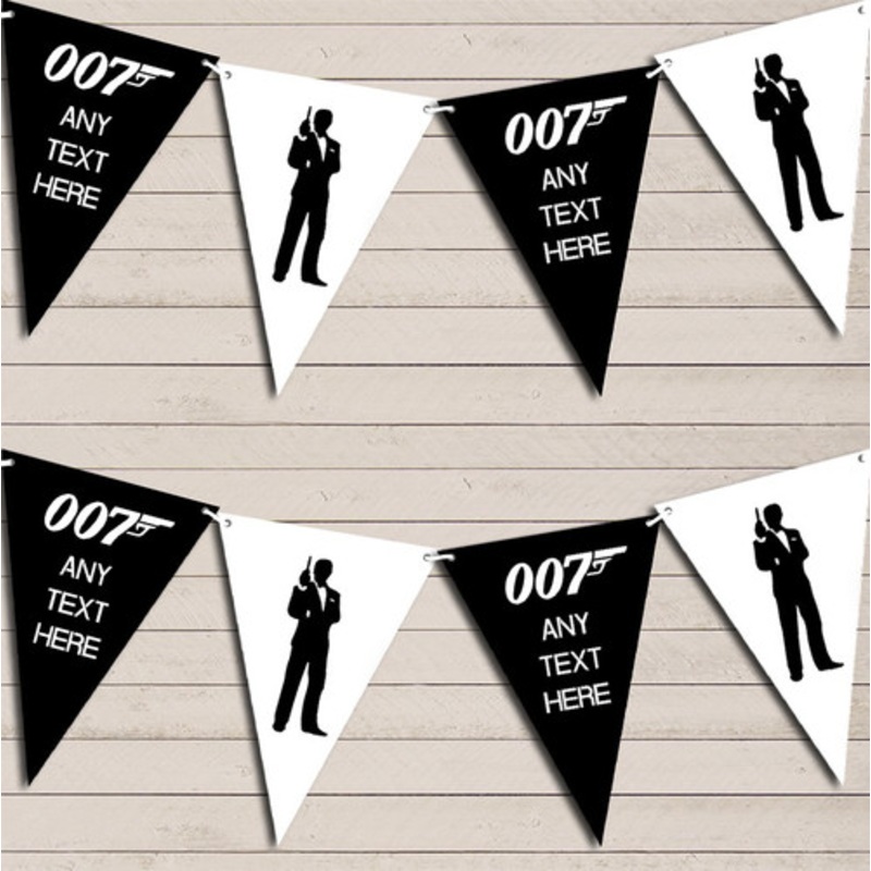 James Bond Black and White Birthday Bunting Garland Party Banner – The Card Zoo