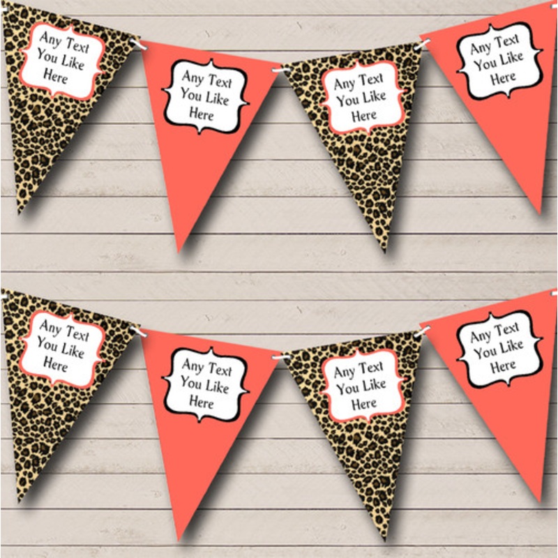 Leopard Print And Coral Personalised Birthday Party Bunting – The Card Zoo