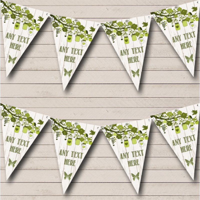 Shabby Chic Vintage Wood Olive Green Personalised Birthday Party Bunting – The Card Zoo