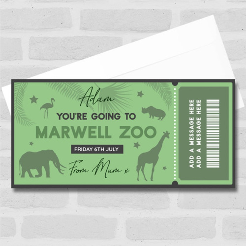 Going To Any Zoo Gift Green Animals Personalised Surprise Ticket Gift Voucher – The Card Zoo