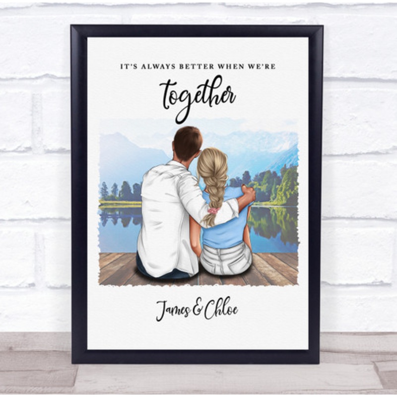 Lake Mountain Romantic Gift For Him or Her Personalised Couple Print – The Card Zoo