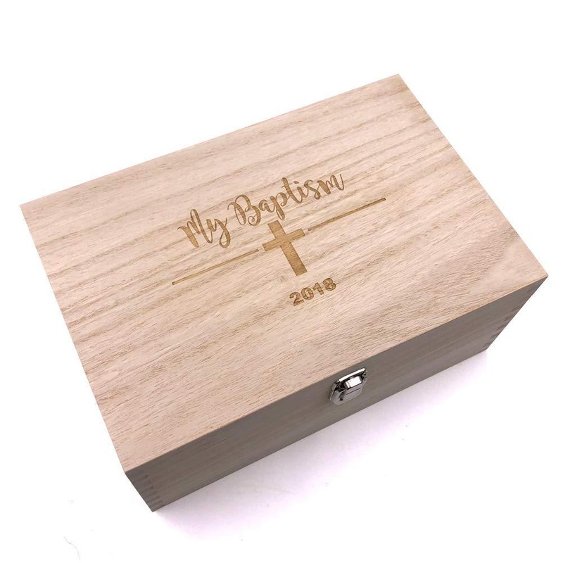 Large Wooden Baptism Keepsake Memories Box Gift