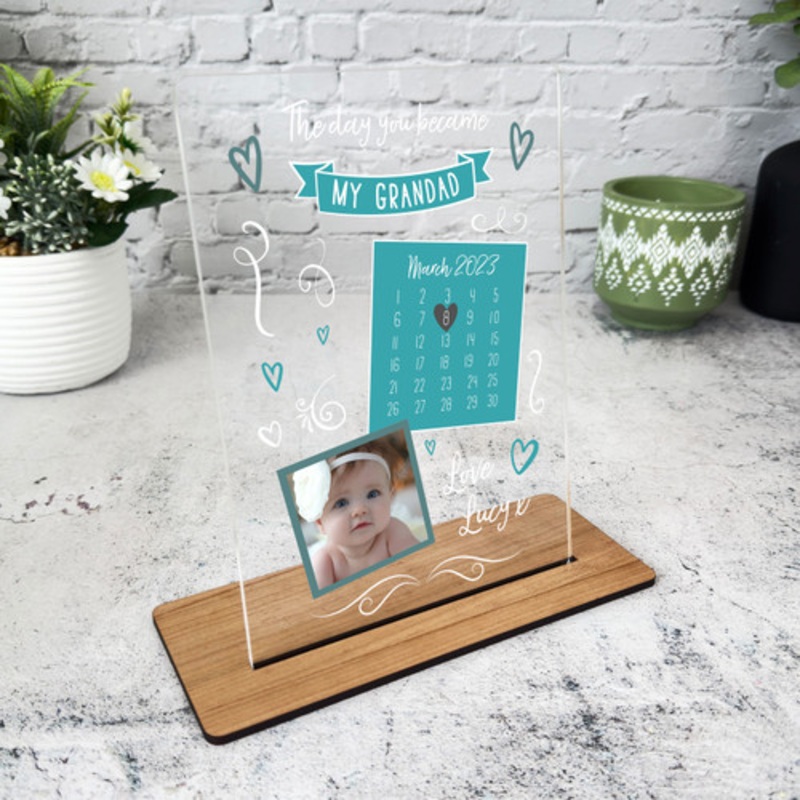The Day You Became My Grandad Gift Green Photo Personalised Acrylic Plaque – The Card Zoo