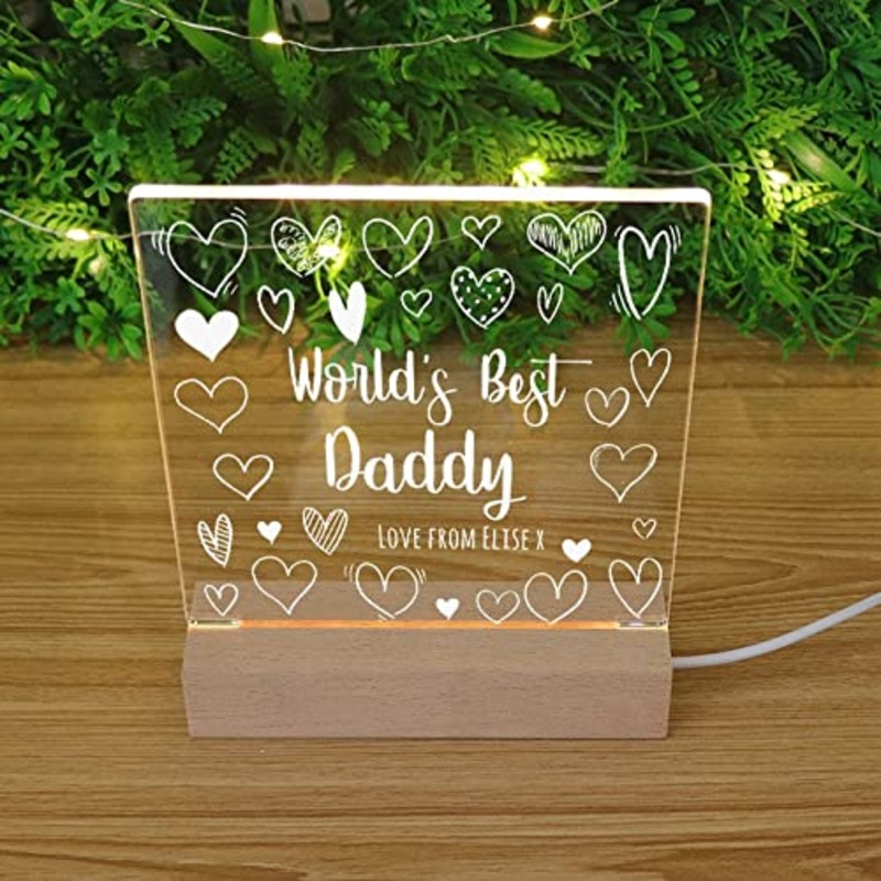 World’s Best Daddy Personalised Night Light LED Lamp Gift