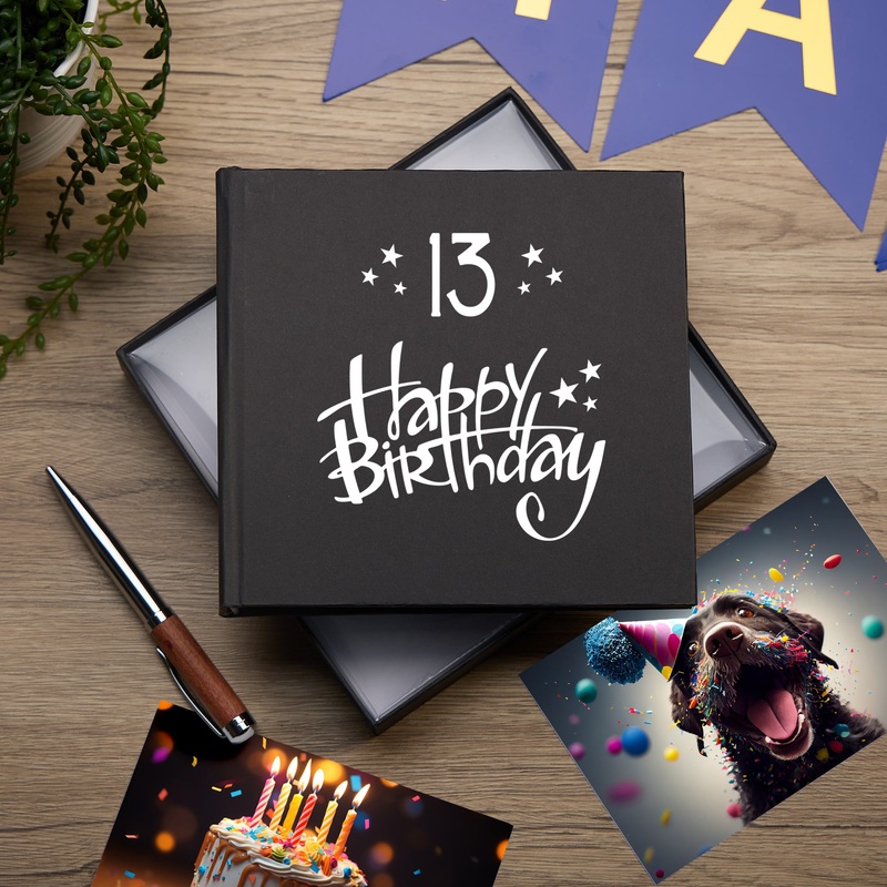 13th Birthday Black Photo Album Gift For Him 50 x 6 x 4 Photos