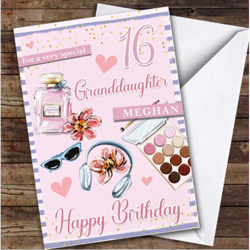 16th Granddaughter Pink Makeup Teenager Custom Personalised Birthday Card – The Card Zoo